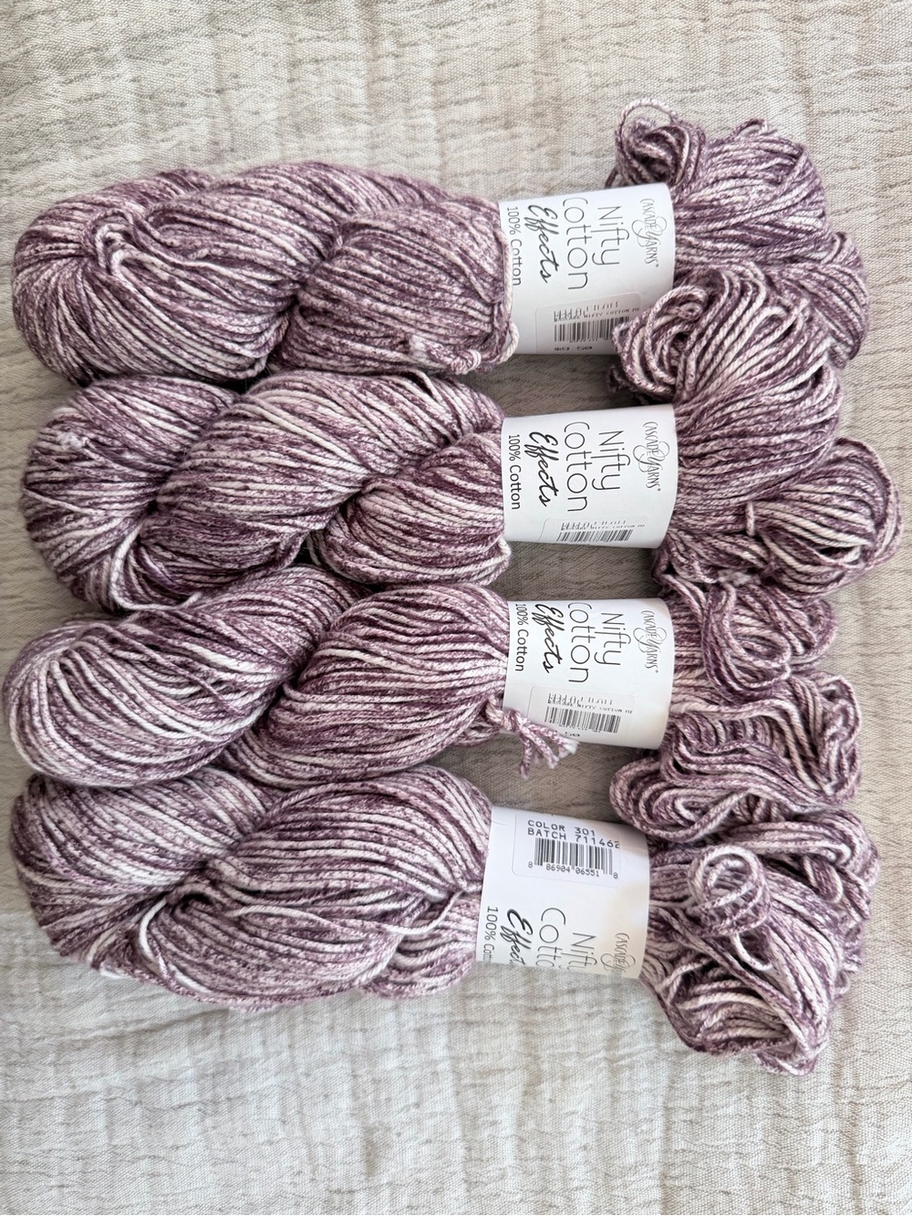 Nifty Cotton Effect yarn- 301 Merlot 4 skeins